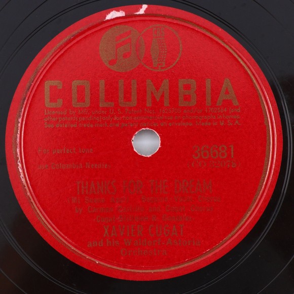 Xavier Cugat - Thanks For The Dream / Bim Bam Bum 1943 10" 78 rpm Record 36681 - Picture 1 of 16